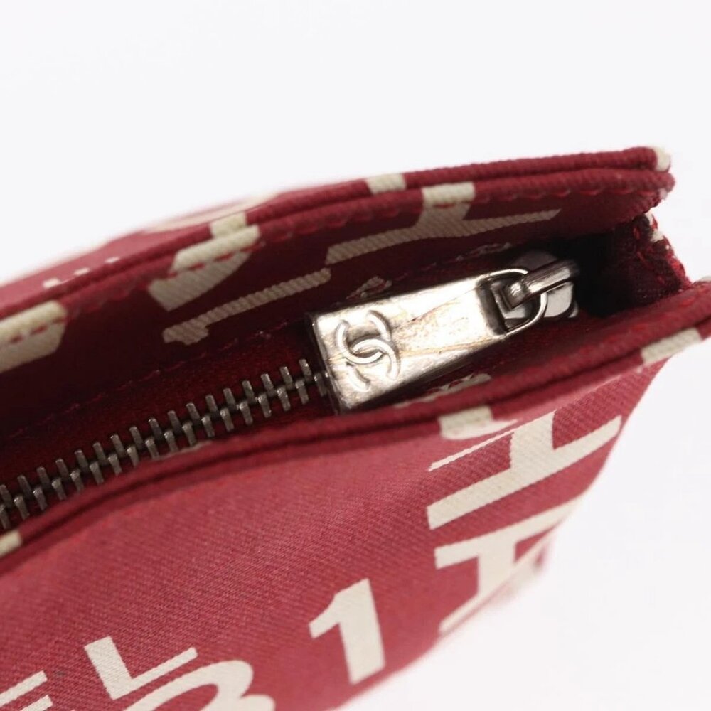 CHANEL Bycy Pouch Canvas Red CC Auth yk19768 - Picture 9 of 16